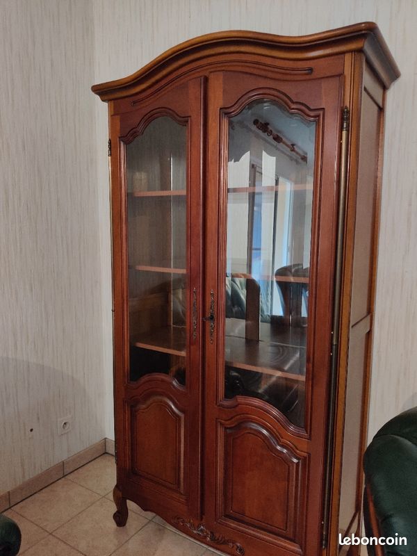 Bibliothèque Louis XV portes vitrées Merisier massif (image 2)