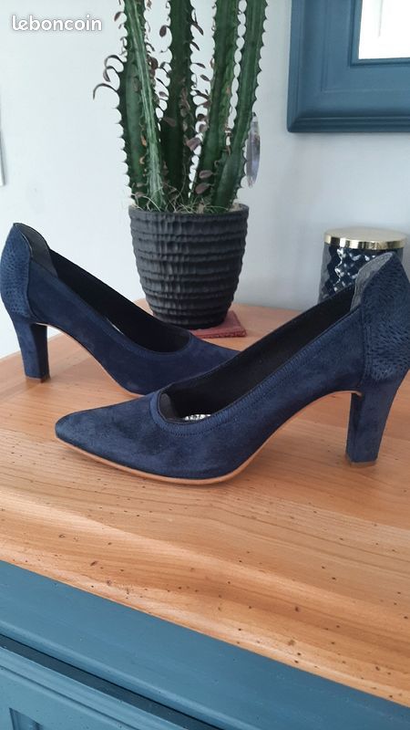 Escarpin Cuir Bleu Marine Escarpins Bleu Outlet Marine Cuir