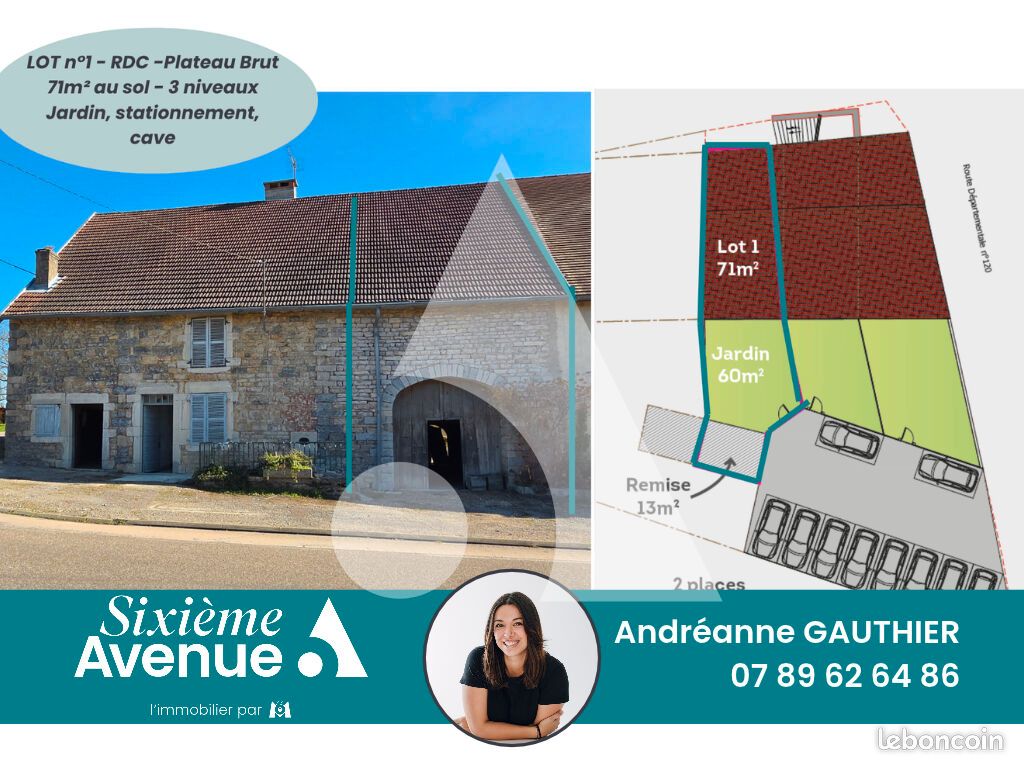 Maison 3 pièces 71 m² · à Arlay · 71 m² · 45 500 €