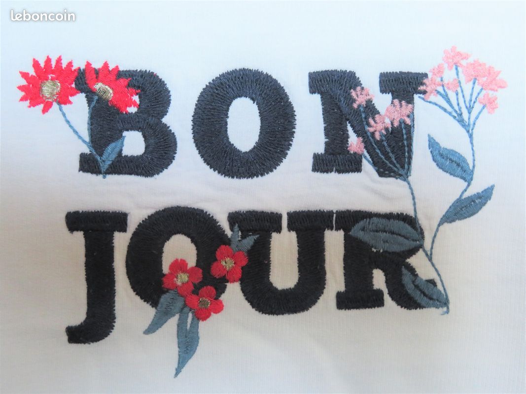 Sweat Fille brodé BONJOUR - Taille 8 ans (image 3)