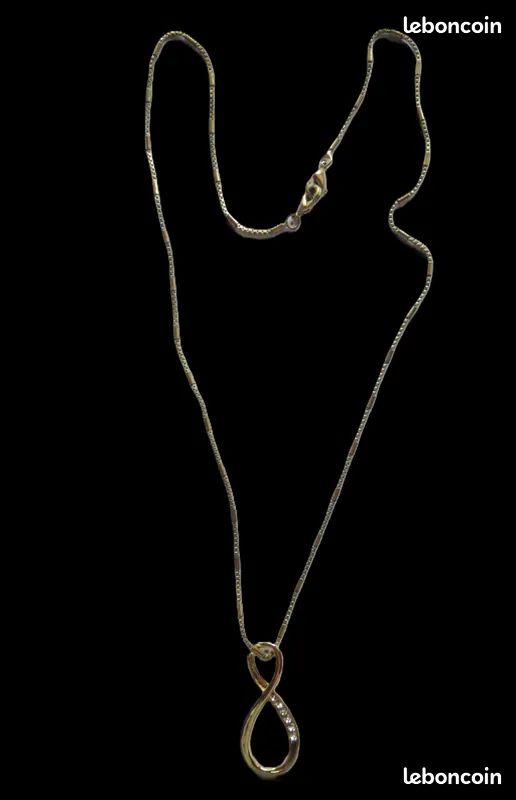 Chaîne En Plaqué Or Jaune Avec Pendentif Et Pierre Fantaisie - Longueur 34 Cm (L40) - Occasion