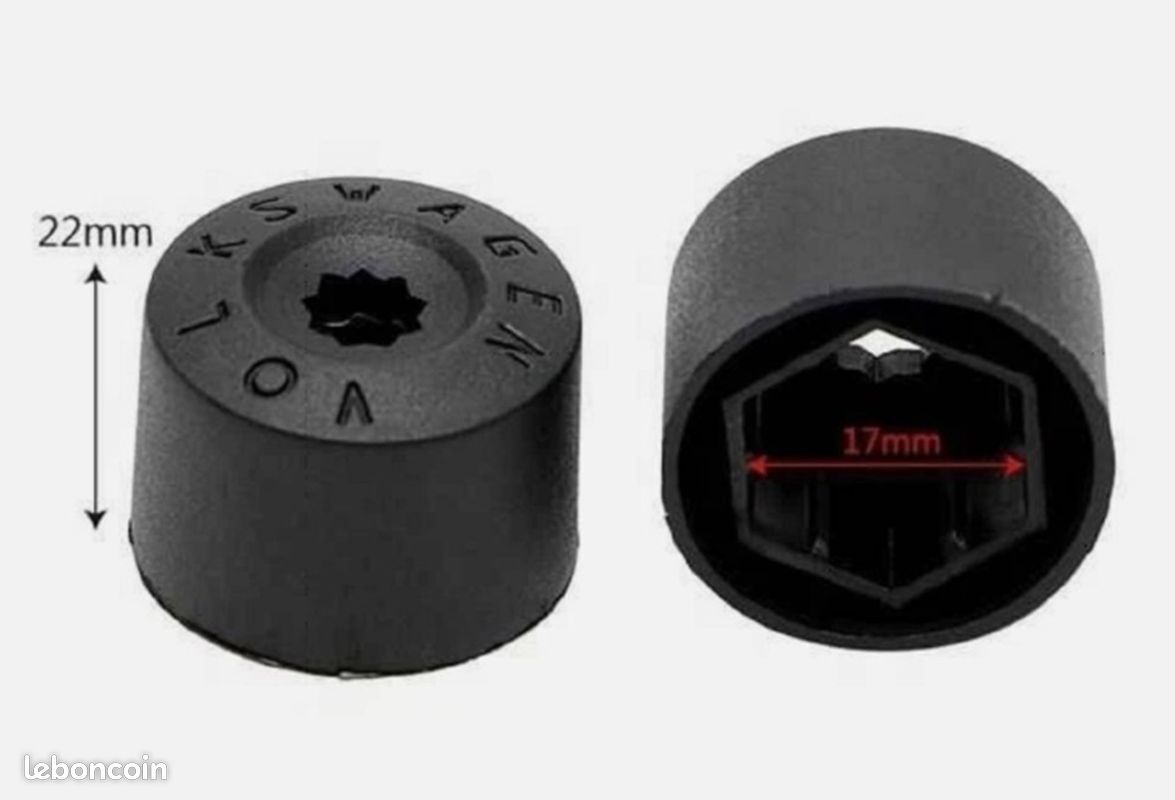 20 Caches Ecrou Roue VW Golf Passat Polo Tiguan Touareg UP Jetta Boulon Jantes Noir 17m (image 2)