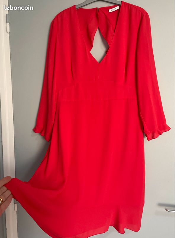 Robe cérémonie corail avec boutons strass Motivi L (image 1)