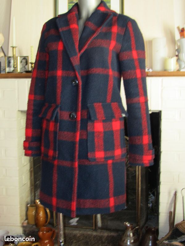 Manteau femme écossais marine/rouge Teddy Smith taille 36/38 (image 12)
