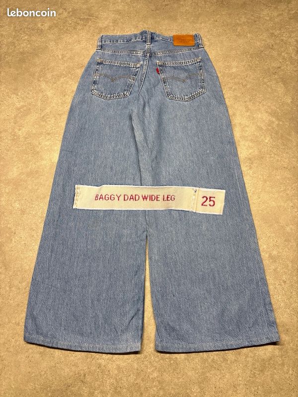 Jean Levi's Baggy Dad Wide Leg premium taille mi-haute en denim bleu | W25 L30 #SLCP287.296 (image 1)