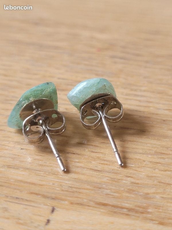 Paire de boucles d'oreilles verte en amazonite (image 2)