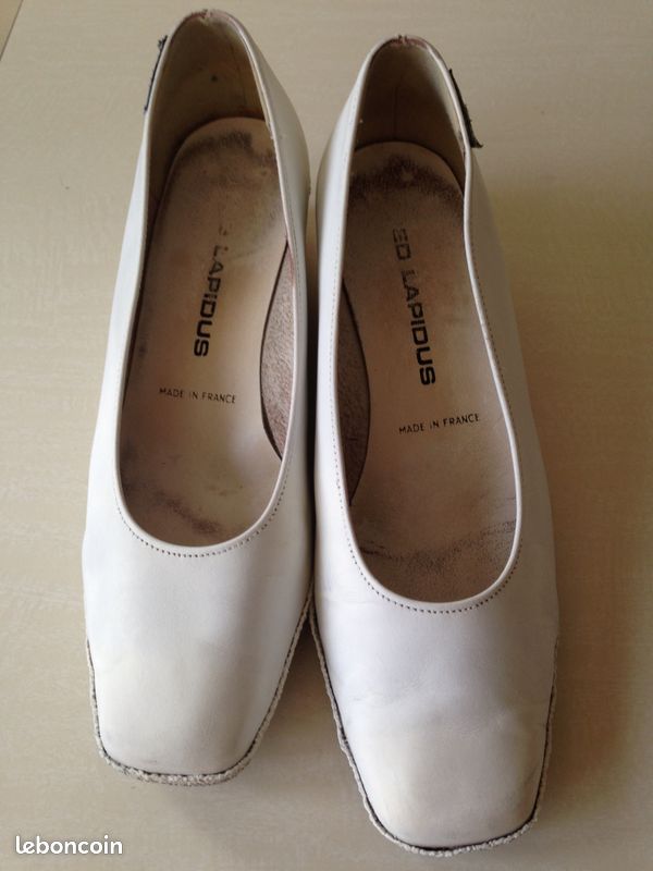 Compensées cuir blanc Ted Lapidus T38 (image 2)