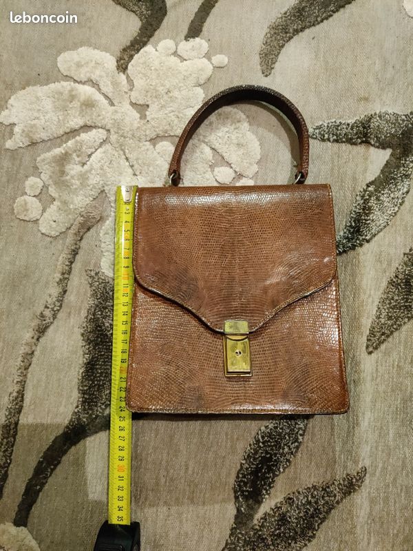 Sac à main vintage en cuir peau de serpent (image 7)