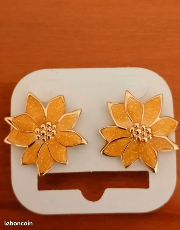 Clips boucles d'oreilles vintage décor cloisonné - Jeronine Vintage