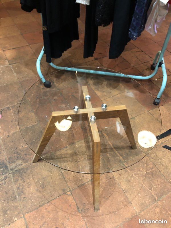 Table basse en verre et bois (image 2)