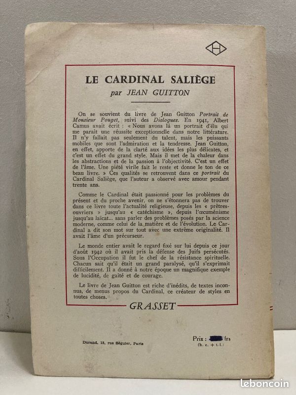 « Le Cardinal SALIÈGE » - Jean GUITTON (Grasset) (image 2)