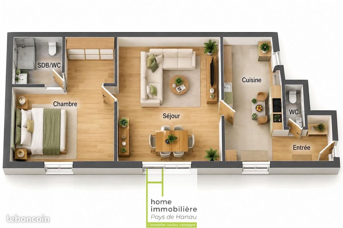 Appartement 2 pièces 62 m² · à Bouxwiller · 62 m² · 620 €/mois