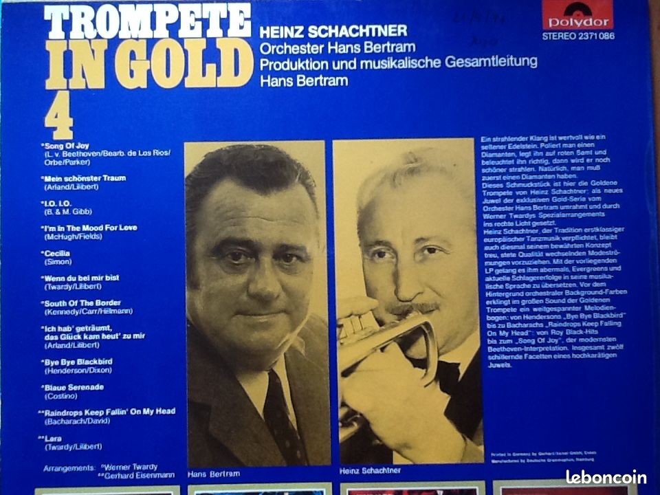 Vinyle 33T - TROMPETE IN GOLD 4 - Heinz Schachtner, H. Bertram - 1970 (image 2)