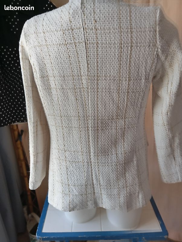 Veste blanche ,carreaux fil or (image 2)