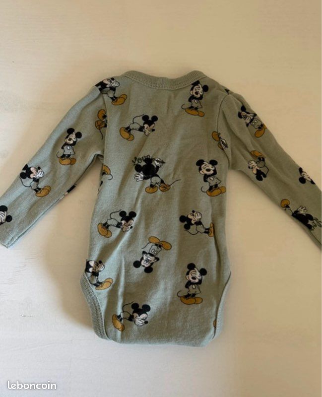 Bodies manches longues Mickey, taille 0 mois (image 3)
