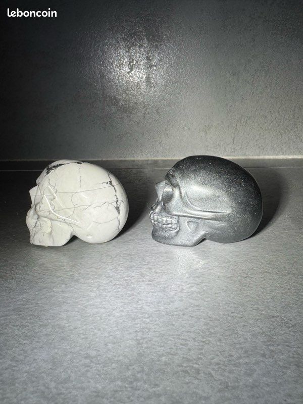 Lot de 2 Crânes Tête de Mort en Pierre Naturelles (image 3)
