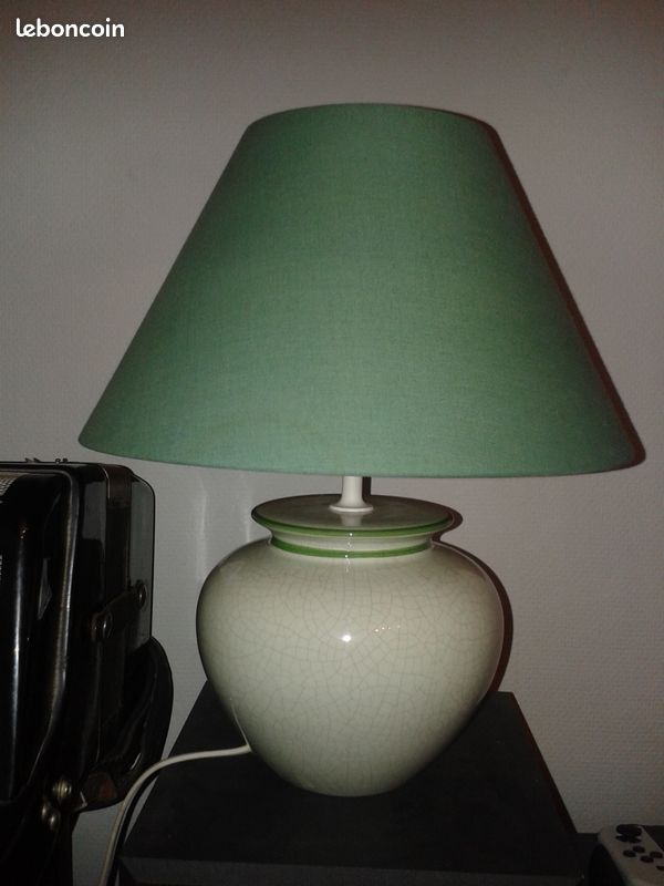 Lampe en céramique craquelée verte Koralcoa vintage (image 1)