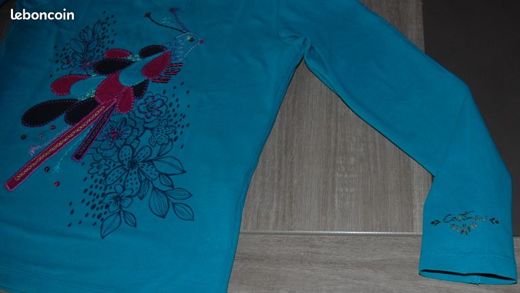 Tee-shirt Catimini Turquoise Col Montant Pour Bébé 6 Mois - État "comme Neuf"