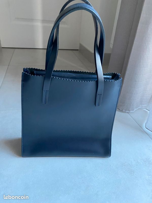 Sac noir en cuir véritable marque Frédéric bon état (image 3)