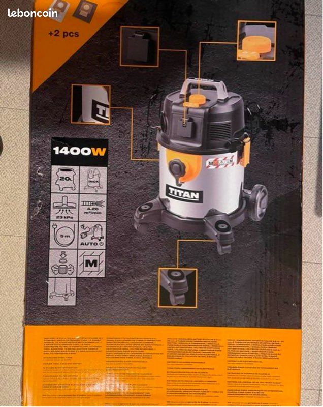 Aspirateur TITAN eau et poussière 20 L CLASSE M Bricolage