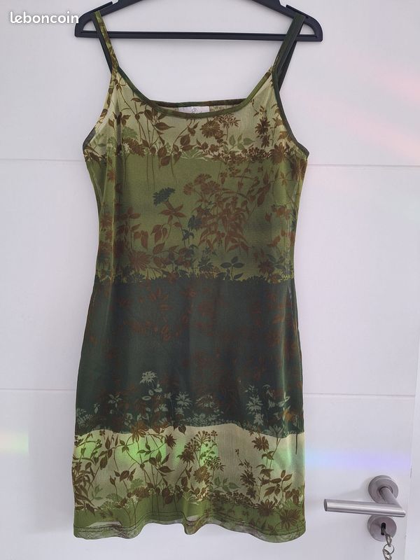 Jolie Robe D'été Vintage Style Y2K - Taille 34, Coupe évasée Marron - Comme Neuve