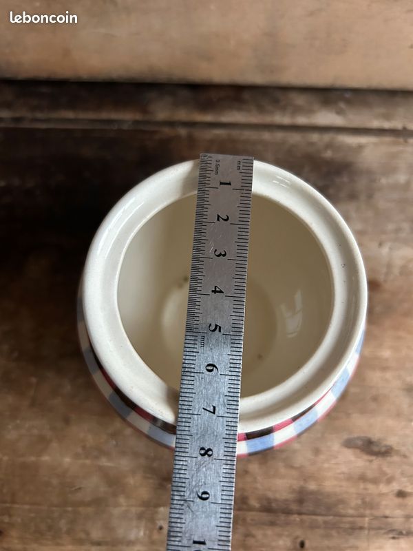 Pot couvert sucrier et presentoir Villeroy Boch Mettlach Sarre vichy peint main 8202 (image 16)