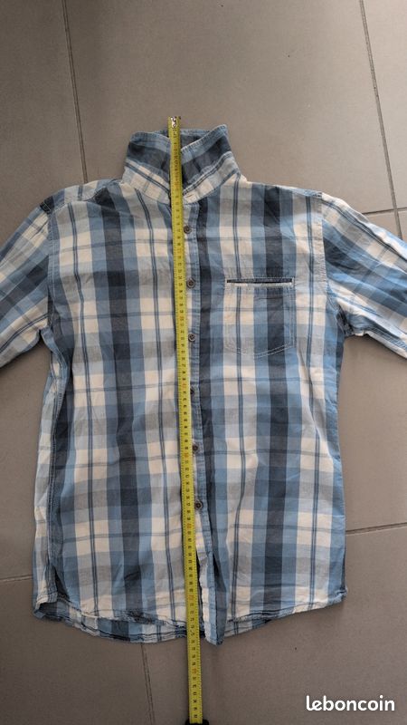 Chemise carreaux bleu blanc (image 3)