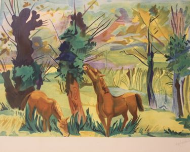 Impression Sur Toile – Puits De Cheval, Cadre Doré, Scène Champêtre