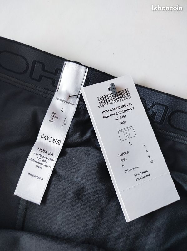 Lot De 2 Boxers HOM Taille L - Gris Rayures, Coton, Neuf Avec étiquettes