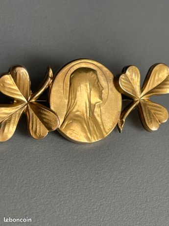 Ancienne Broche Plaque Or – Bijou Vintage, Sans Marque (REF10355J)