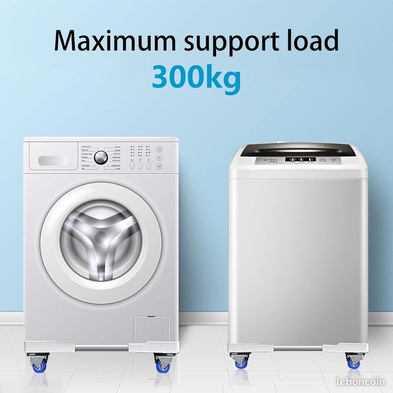 JEEWHEET Support de Machine à Laver, Base avec 4 Roues Pivotantes, Réglable Longueur 41-64cm, Charge 300 kg Anti Vibration Réduction du Bruit pour Réfrigérateur/Machine à Laver/Sèche-linge (image 2)