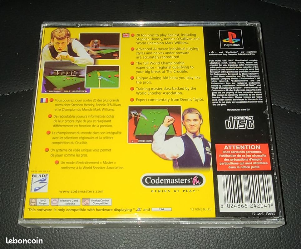 World Championship Snooker pour PlayStation 1 (image 3)