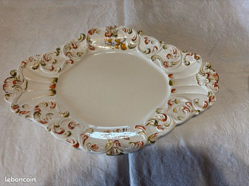 Titre : Coupe centre de table + plateau en céramique – Bassano Italie – style baroque (image 2)