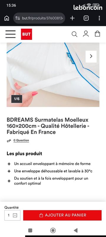 Surmatelas 160 × 200 neuf (image 5)