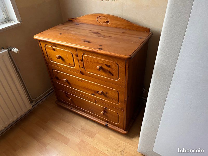 Commode 4 tiroirs vrai bois (image 1)