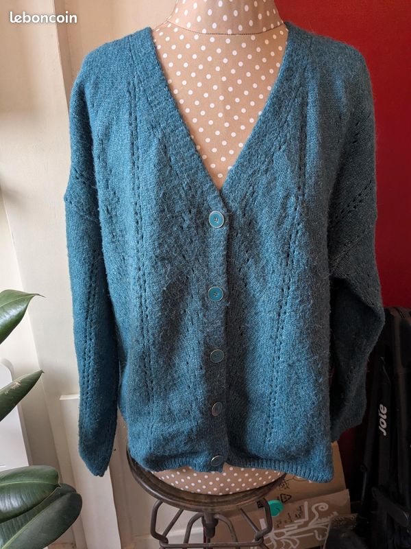 Gilet oversize promod couleur canard (bleu/vert) taille m ultra