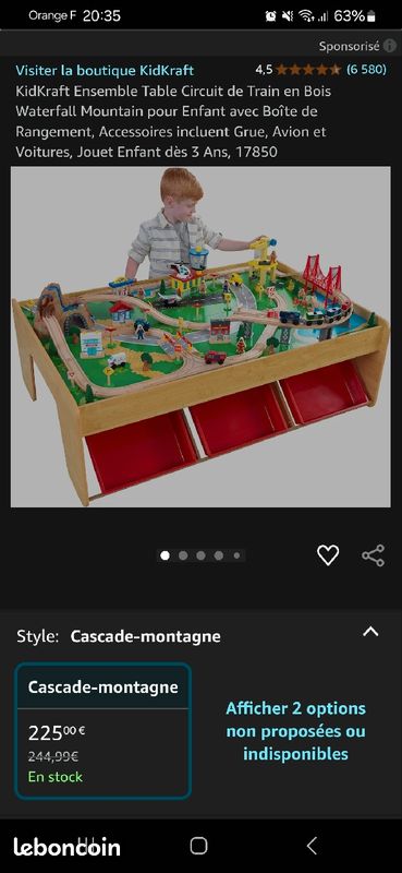 Table Circuit Train Bois KidKraft Waterfall Mountain | 120 Pièces | Rangement Intégré