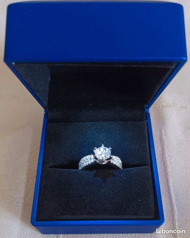Bague argent 925 avec diamant 7 mm (image 2)