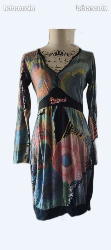 Robe Colorée Desigual - Taille L / 40 - Longueur 107 Cm - Style évasé - Occasion Très Bon état