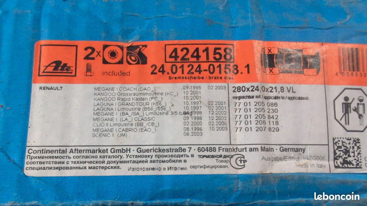 Disque de frein avant Clio Mégane Scénic Kangoo 280 mm (image 2)
