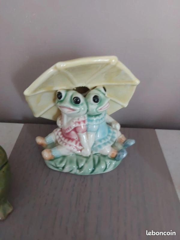 Figurine Vintage "Pouet" Grenouille Blanche Et Verte - Marque Combex A-43 - France - Occasion