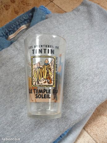 TINTIN GRAND verre a moutarde AMORA L'ILE NOIRE 1994 12 cms
