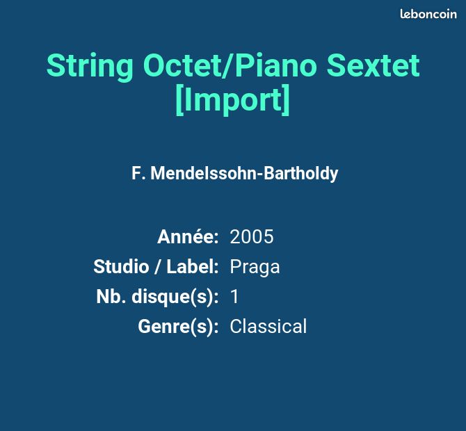 String Octet/Piano Sextet [Import] - F. Mendelssohn-Bartholdy (image 2)