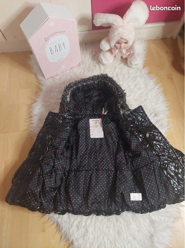 Manteau doudoune à capuche noire matelassé Orchestra 2 ans TBE (image 2)