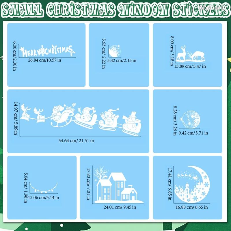 202 Pièces Autocollants Noël Fenêtre Réutilisable