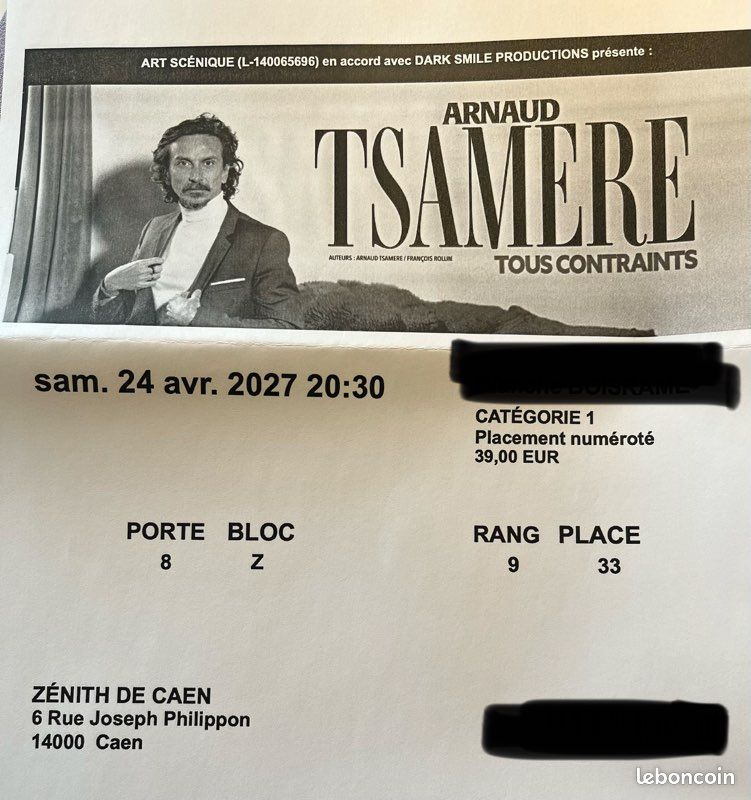 Billets spectacle Arnaud TSAMERE à Caen (image 2)