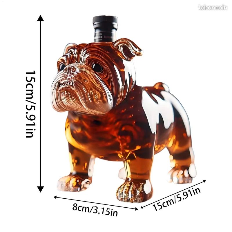 Carafe à Whisky Bouledogue Français Avec Doigt D'Honneur 3D - Bouteille Décorative Humoristique