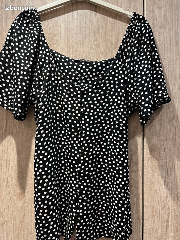 Joli top été Breal noir à pois blancs manches amples breal (image 7)