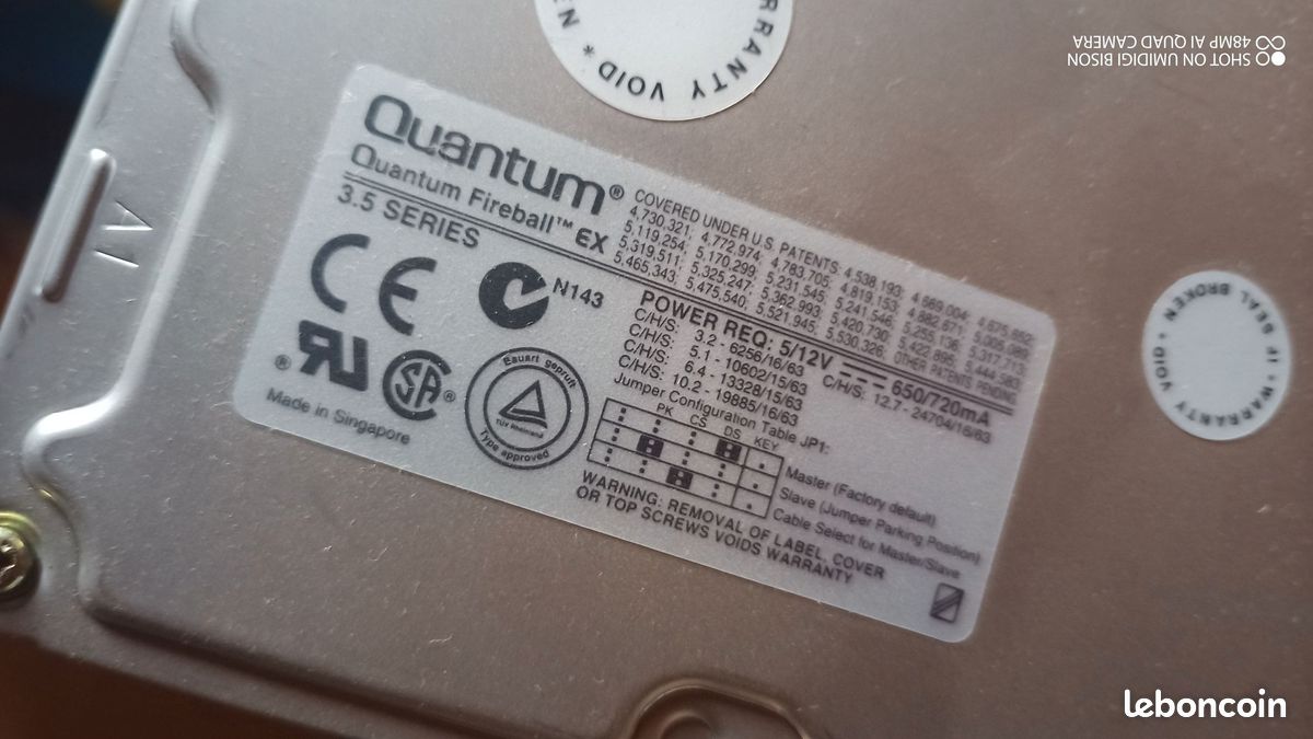 Disque Dur Quantum Fireball TM 3200AT (TM32A012) IDE 3.5" - Testé Et En Excellent état