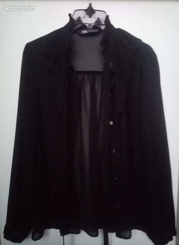 Chemisier Zara Noir Dentelle Perles Paillettes - Taille S - Neuf Avec étiquette